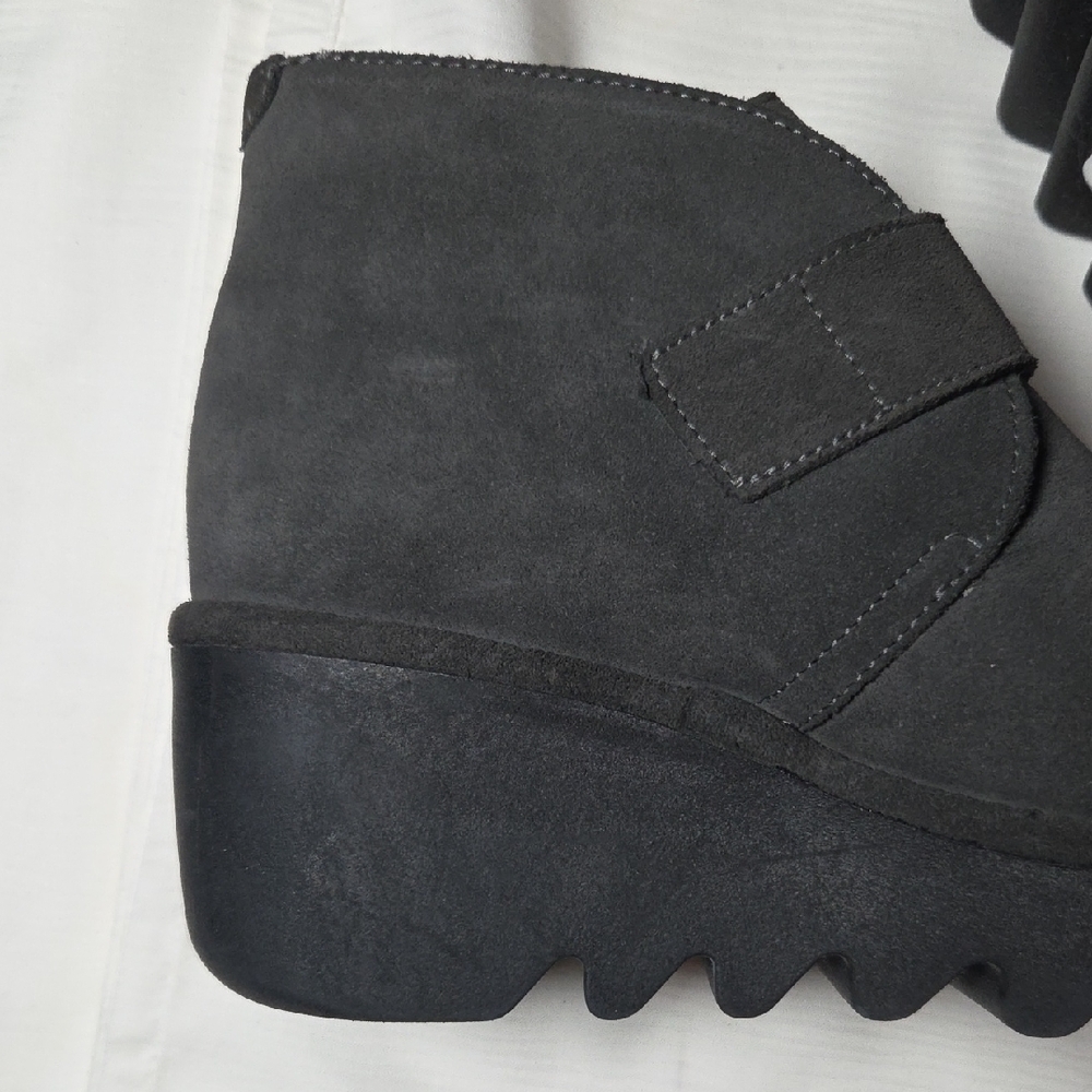 FLY LONDON Charcoal Suede Wedge Boots - Picture 6 of 9